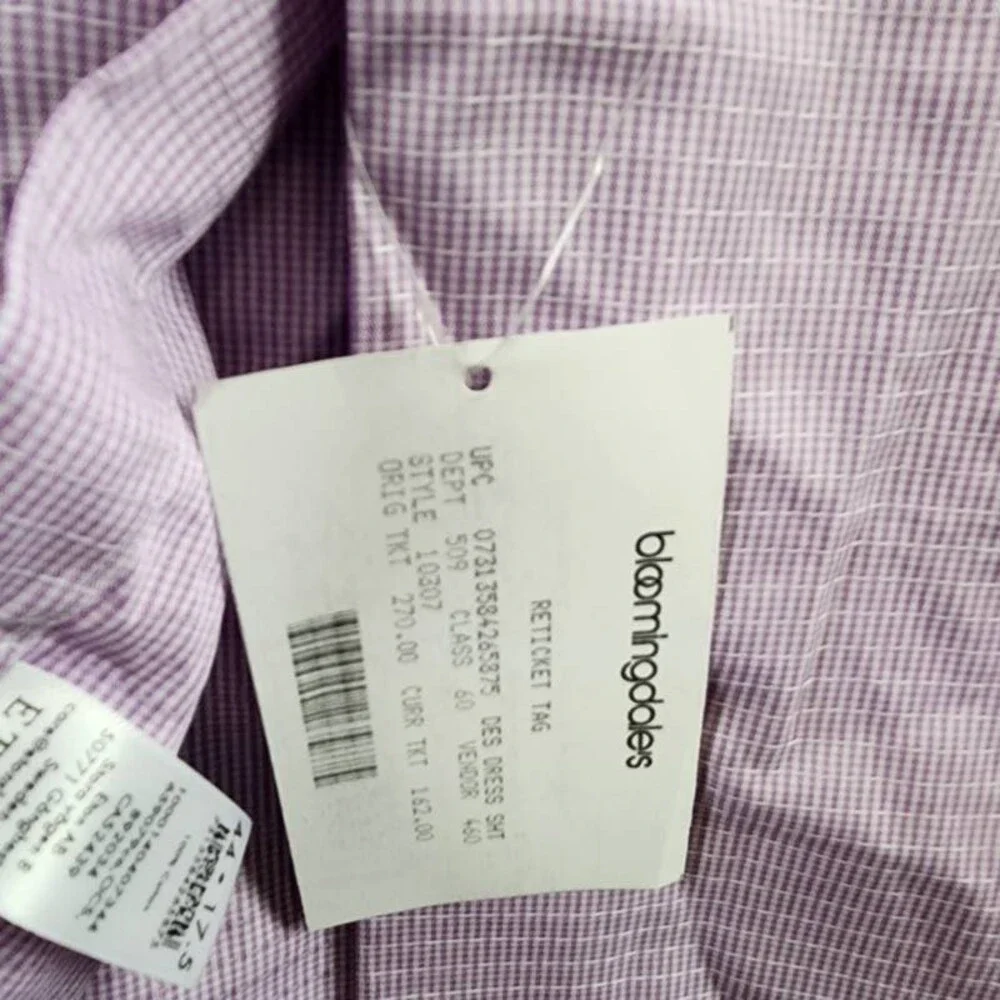 Eton Signature Dobby Contemporary-Fit Dress Shirt Men 17.5 Purple Button Closure